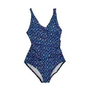 Speedo Womens Blue Purple One Piece Swimsuit 8 Athletic Pool Beach Water NEW